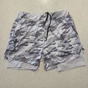 YoungLA Gray & White Camo Athletic Shorts